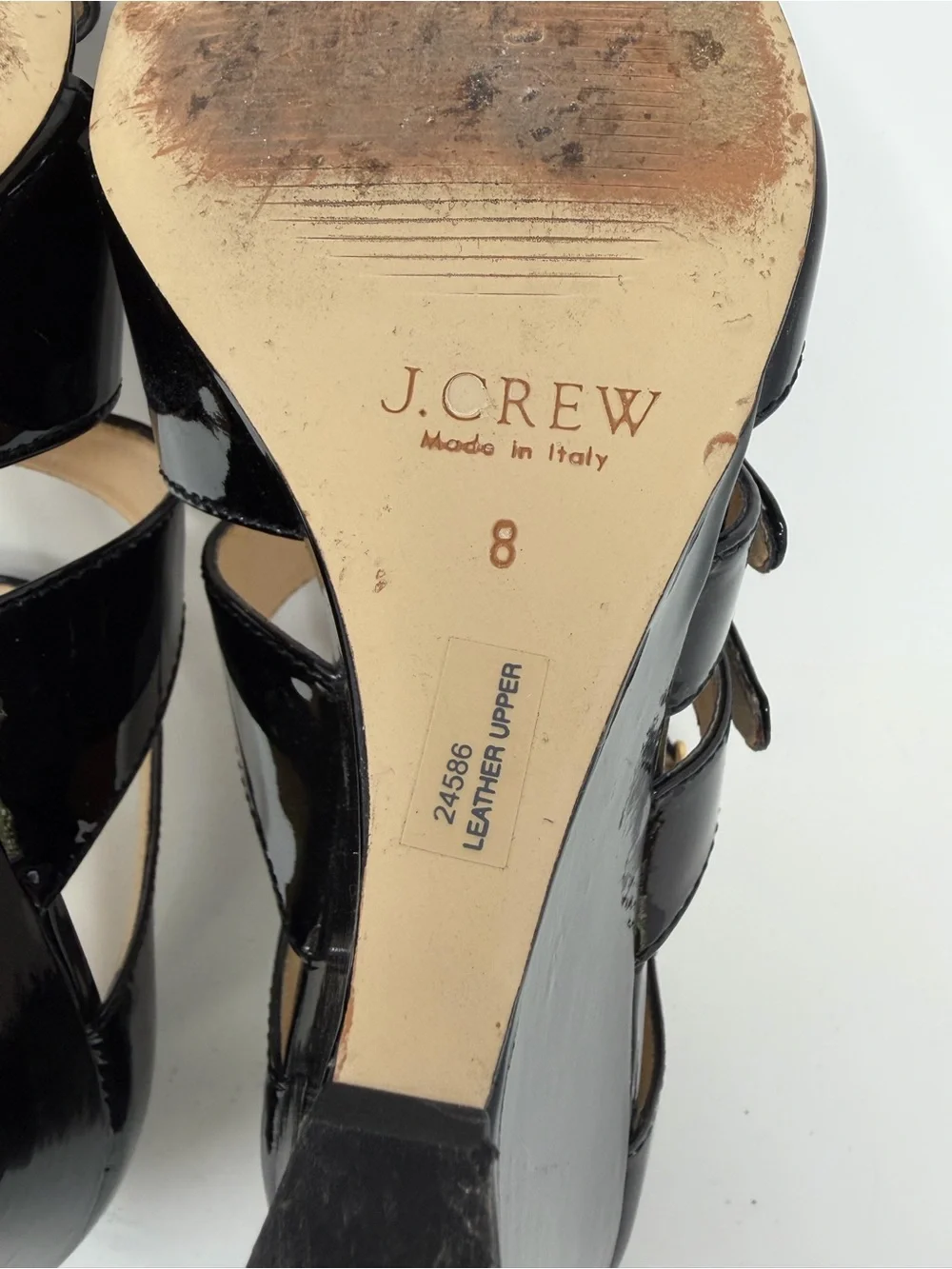 J. Crew Made In Italy Patent Leather Strappy Wedge 8